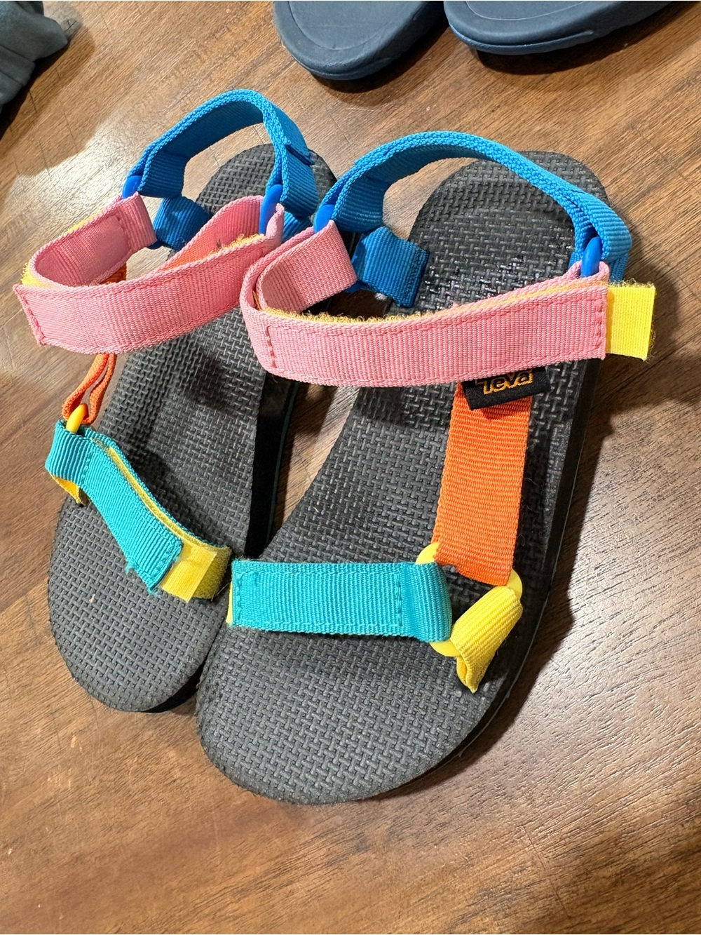 Teva Kids Colorblock Strap Sandals in Pink, Teal, Blue, Orange & Yellow